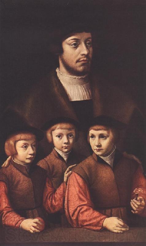 BRUYN, Barthel Portrait of a Man with Three Sons Spain oil painting art